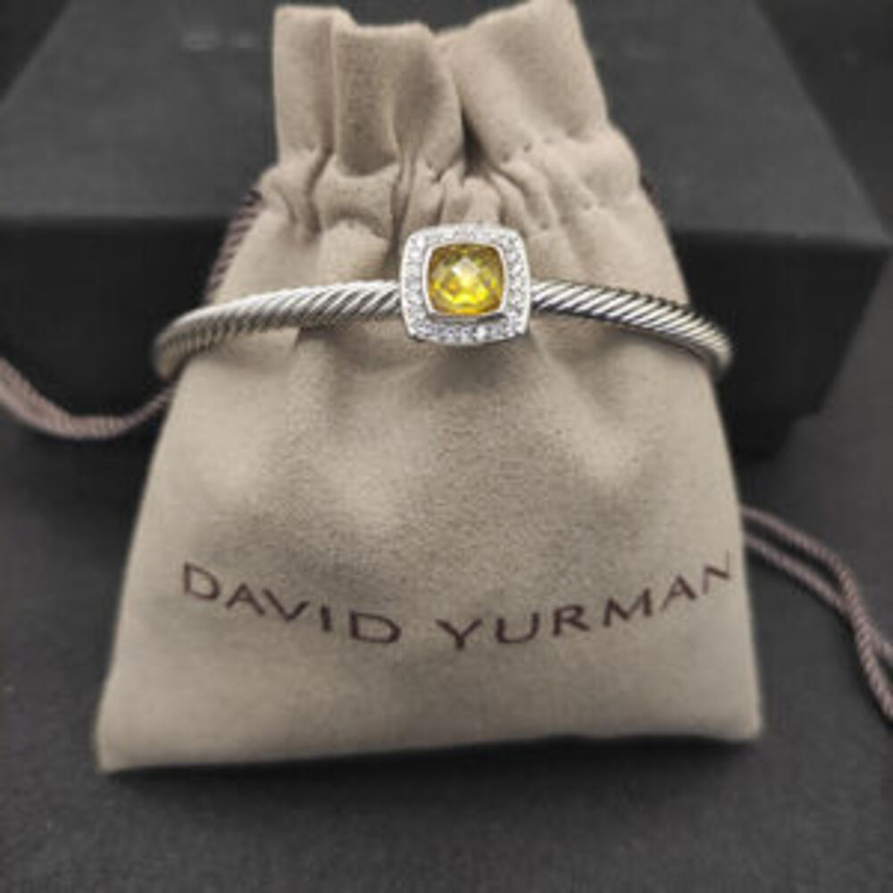 David Yurman 4mm square diamond buttonhole yellow diamond bracelet
